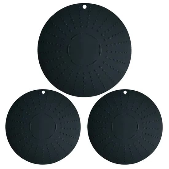 웰라이브 프리미엄 실리콘 인덕션 보호매트, 블랙 24cm 1개 + 블랙 20cm 2개, 3개