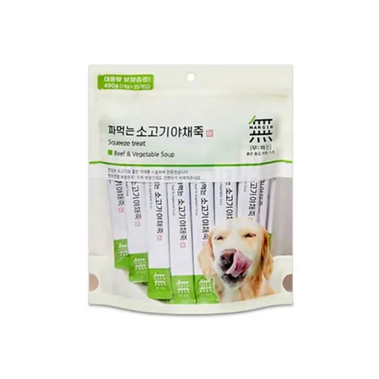 무마진 짜먹는 강아지간식, 소고기&야채죽, 490g, 1개