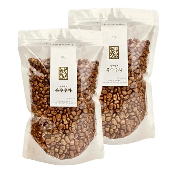 농부창고 진공압력 볶은 국내산 옥수수차 500g 2팩