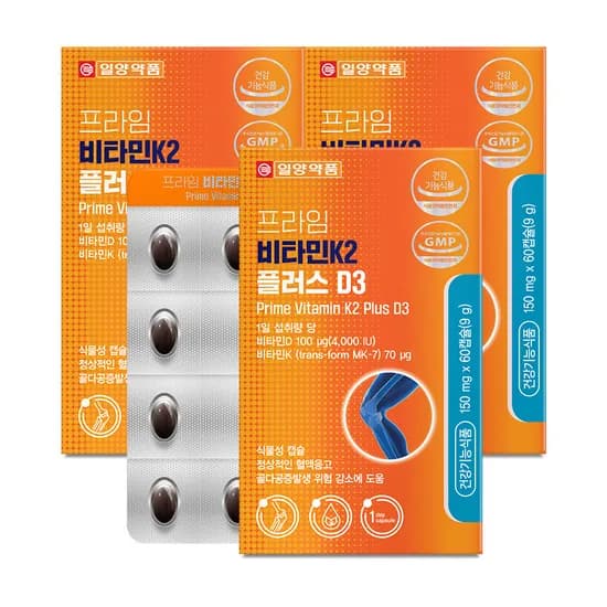 일양약품 프라임 비타민K2 플러스 D3 60캡슐 3박스