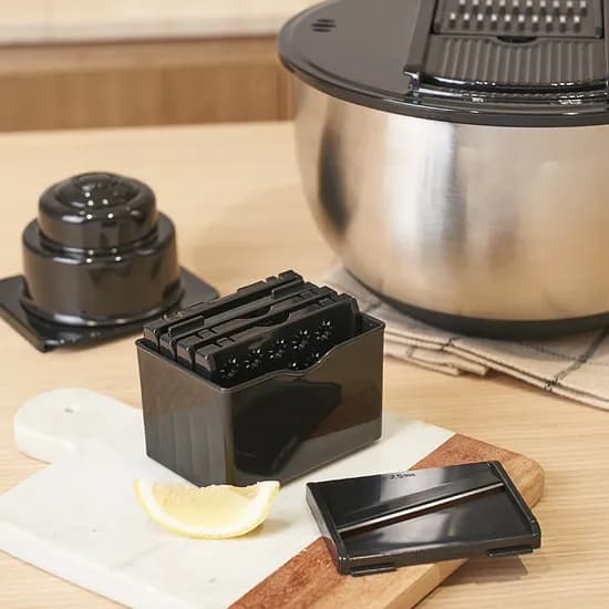 대용량 스텐 믹싱볼 채칼 6종 세트, 블랙, 믹싱볼 4.85L+채칼 8cm, 1개