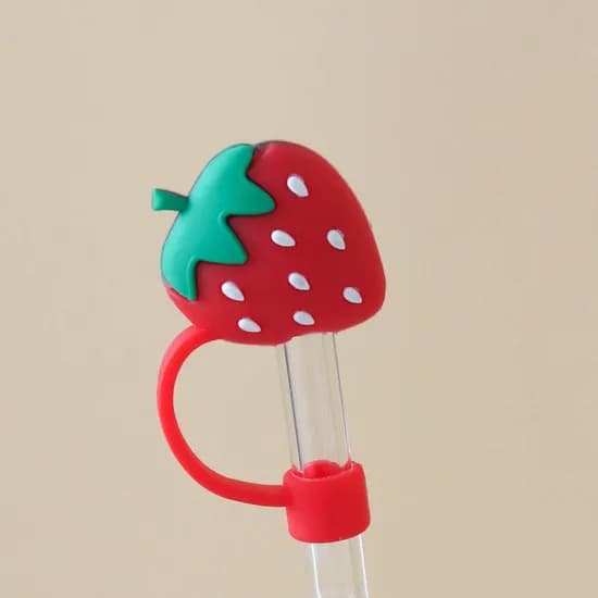 실리콘 빨대뚜껑 딸기, 1개