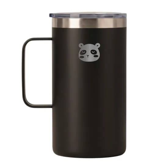 믿추 스테인리스 뚜껑 머그컵, 블랙, 650ml, 1개