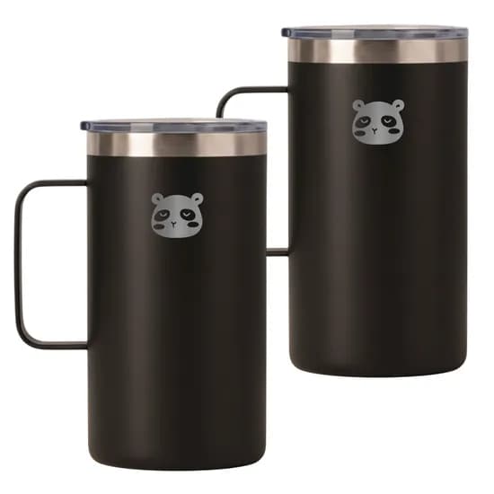믿추 보온 보냉 머그텀블러, 블랙, 650ml, 2개