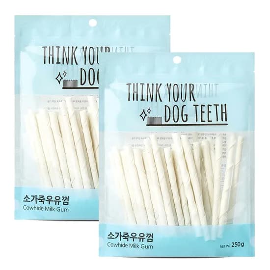 소가죽 우유껌, 스틱, 250g, 2개