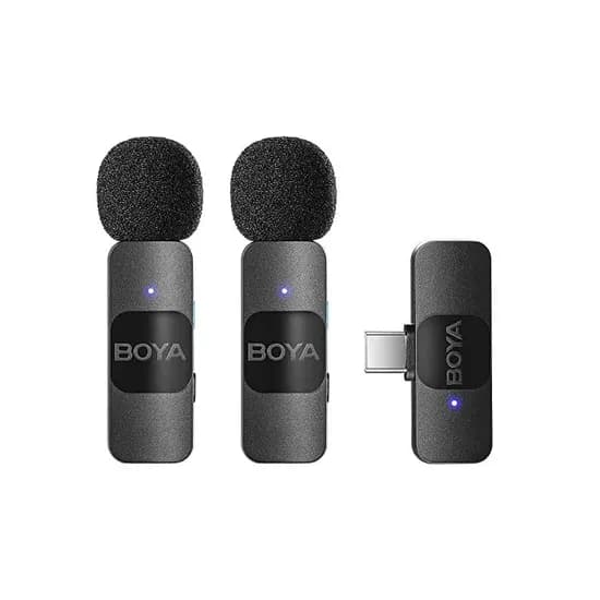 BOYA BY-V20 V2.0 2.4G 무선마이크 C타입 2채널 무선마이크, 블랙