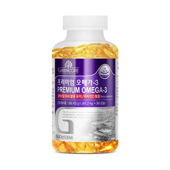 그린코어 프리미엄 오메가-3 600mg 360캡슐 1개