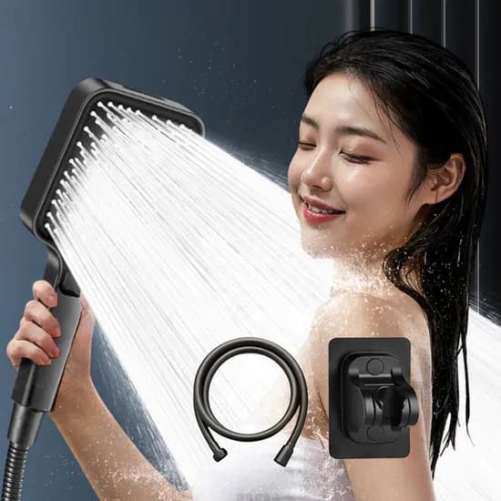 샤워기 헤드 호스 거치대 세트 블랙 1개