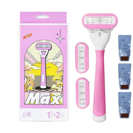 퓨어에지 컴포트 맥스 6중날 여성용 모이스처 바디 여성면도기 핸들 면도날 2P 세트 1개