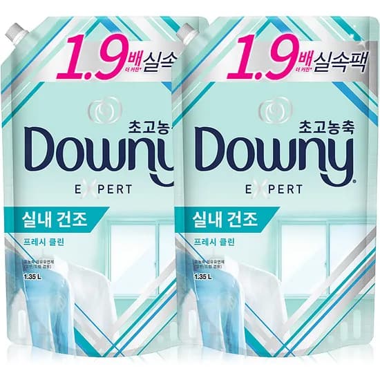 다우니 초고농축 실내건조 섬유유연제 프레시클린 1.35L 2개