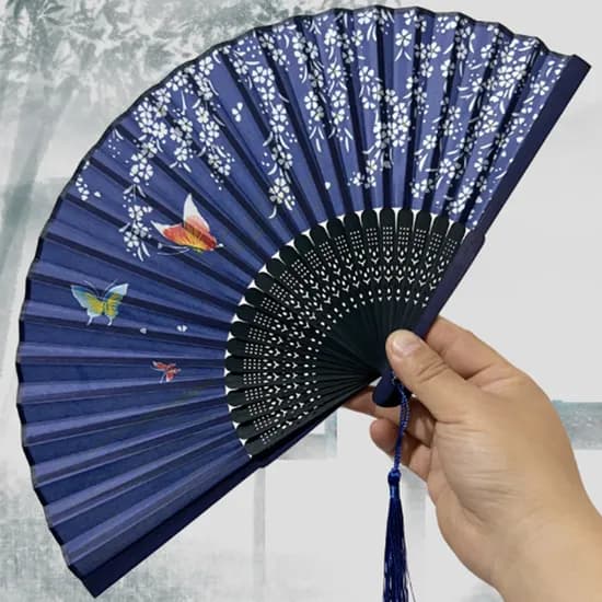 휴대용 전통 접이식 부채 블루 1개