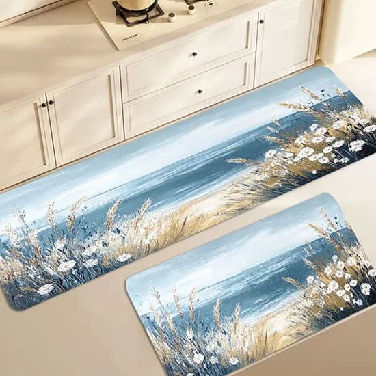 바다풍경 규조토 발매트, 화이트데이지, 60x40cm 1개 + 120x40cm 1개, 2개