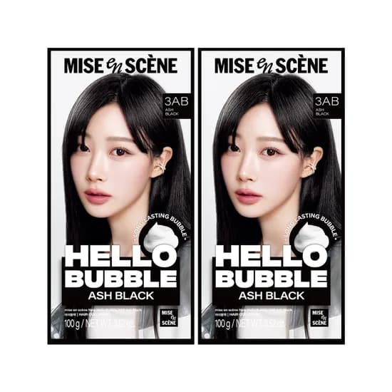 미쟝센 뉴 헬로버블 염모제 3AB 애쉬블랙 100g 2개