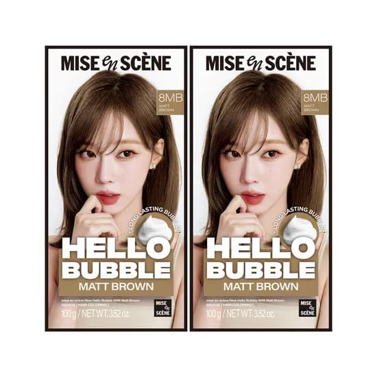 미쟝센 뉴 헬로버블 염모제 8MB 매트브라운 100g 2개