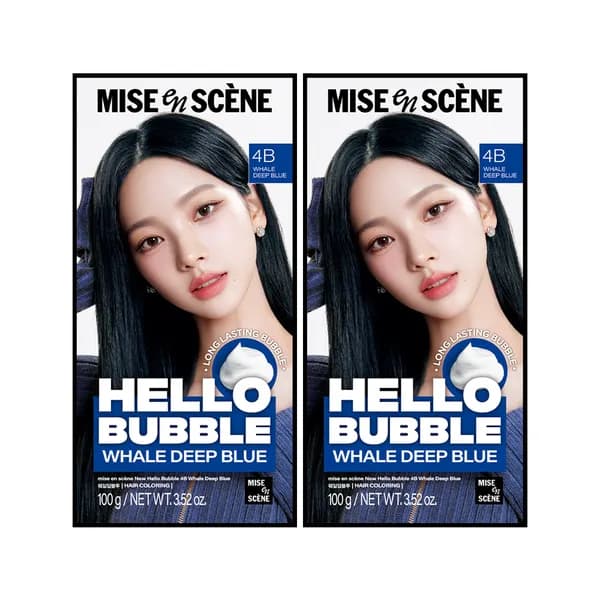 미쟝센 뉴 헬로버블 염모제 4B 웨일딥블루 100g 2개