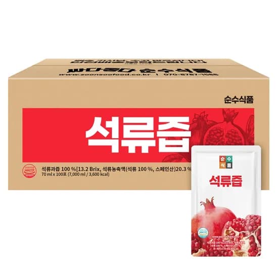 순수식품 석류즙 70ml 100포 1박스