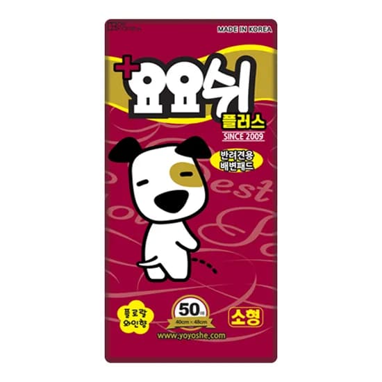 요요쉬 반려견용 배변패드 소형 와인 플러스, 40x48cm, 50매, 1팩