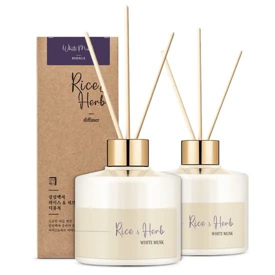 살림백서 라이스 앤 허브 디퓨저, 화이트머스크, 200ml, 2개입