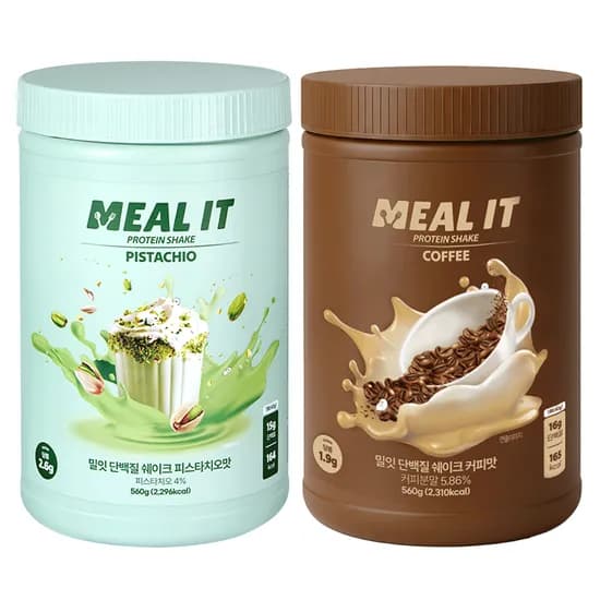 밀잇 단백질 쉐이크 피스타치오 560g 1통 외 커피 560g 1통 2통