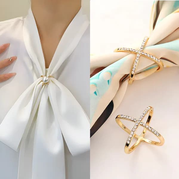 여성 쁘띠 스카프링 5종세트 화이트 one size 1세트 6,500원