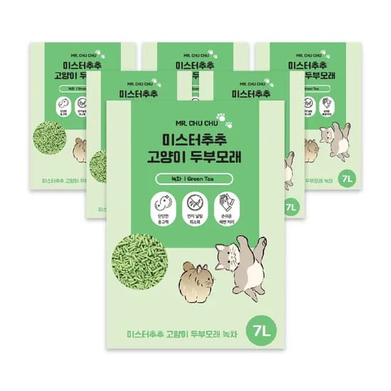 미스터추추 고양이 두부모래, 녹차향, 7L, 6개, 1개
