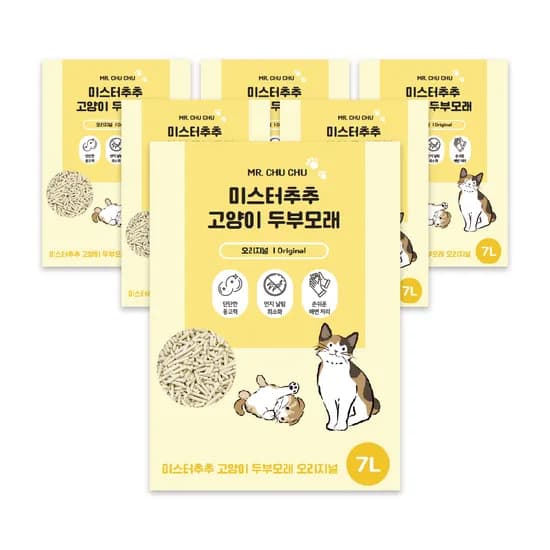 미스터추추 먼지 없는 고양이 두부모래 오리지널향, 7L, 6개