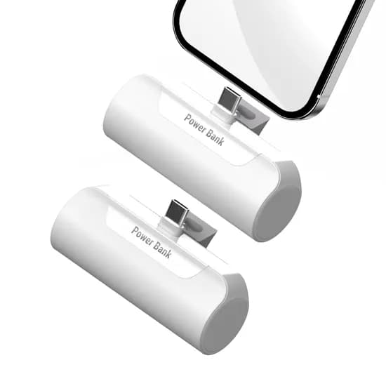 도킹형 대용량 미니 보조배터리 세트, 5000mAh, 화이트, C타입, 2개