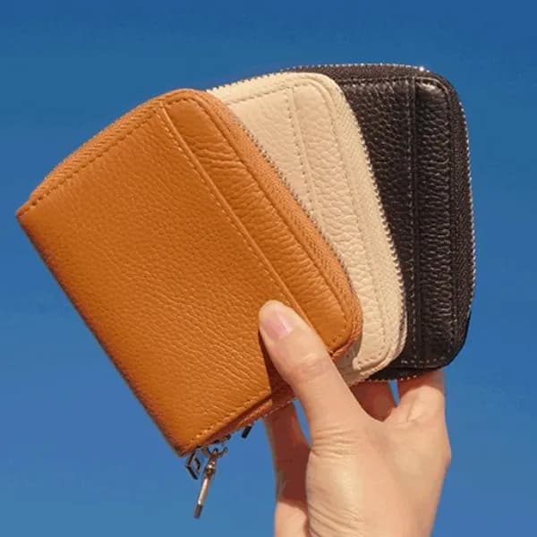 RFID 6칸 여행용 동전지갑 아이보리 1개