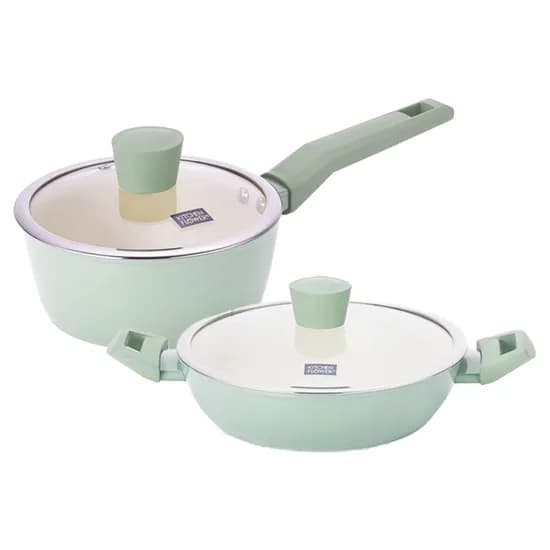 키친플라워 그린애플 인덕션 냄비 편수냄비 18cm 외 전골냄비 24cm 2개