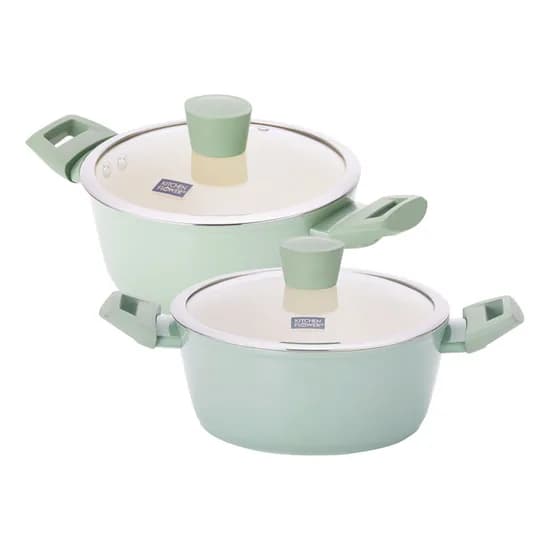 키친플라워 그린애플 인덕션 양수냄비 20cm 1개 + 22cm 1개, 2개