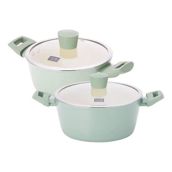 키친플라워 그린애플 인덕션 양수냄비, 20cm 1개 + 24cm 1개, 2개