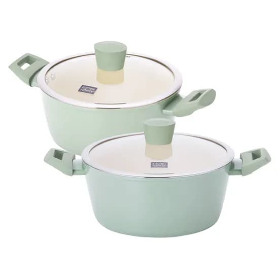 키친플라워 그린애플 인덕션 양수냄비, 22cm 1개 + 24cm 1개, 2개
