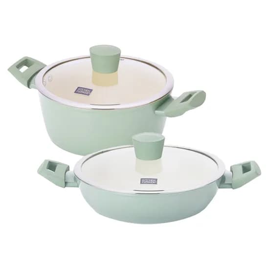 키친플라워 그린애플 인덕션 냄비 22cm + 전골냄비 24cm 2개