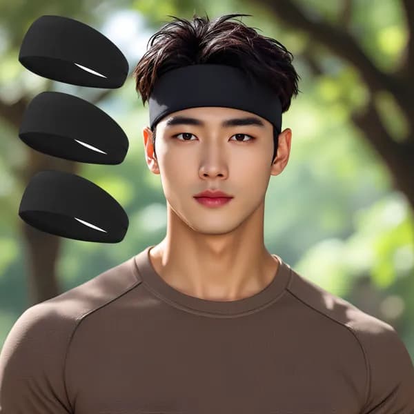 스릴라이프 땀흡수 스포츠 쿨링 헤어밴드 블랙 FREE 3개