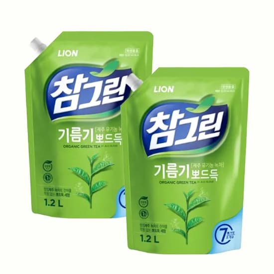 참그린 주방세제 녹차 리필 1.2kg 2개