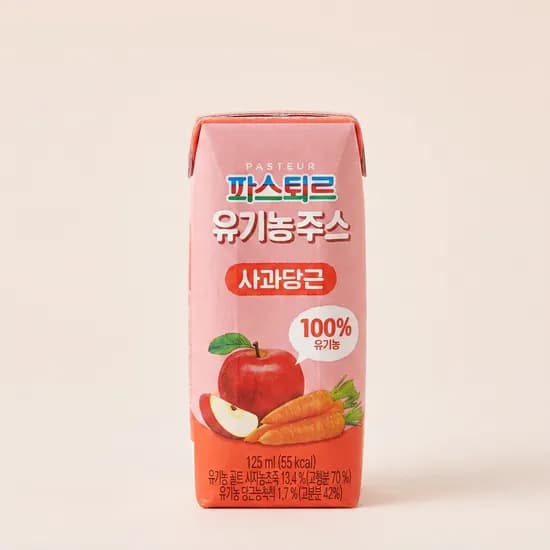 파스퇴르 유기농 주스 사과당근 125ml 24개
