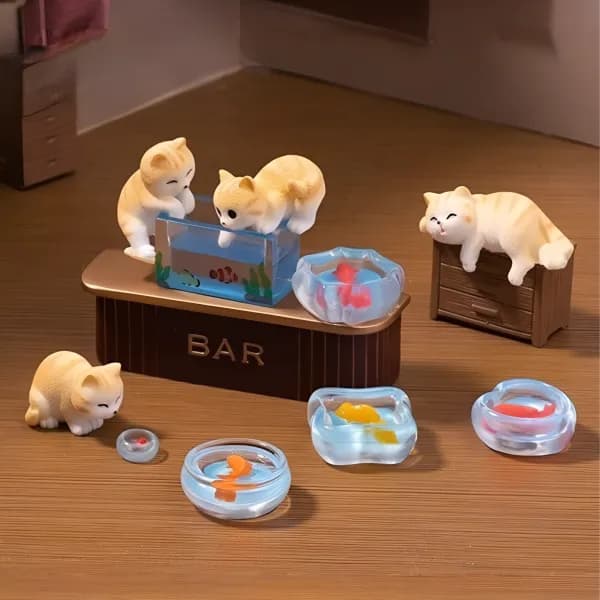 어항 고양이 미니어처 피규어 1개