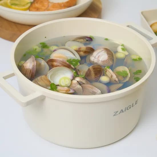 자이글 블룸 인덕션 겸용 티타늄 코팅 양수냄비, 아이보리, 20cm, 1개