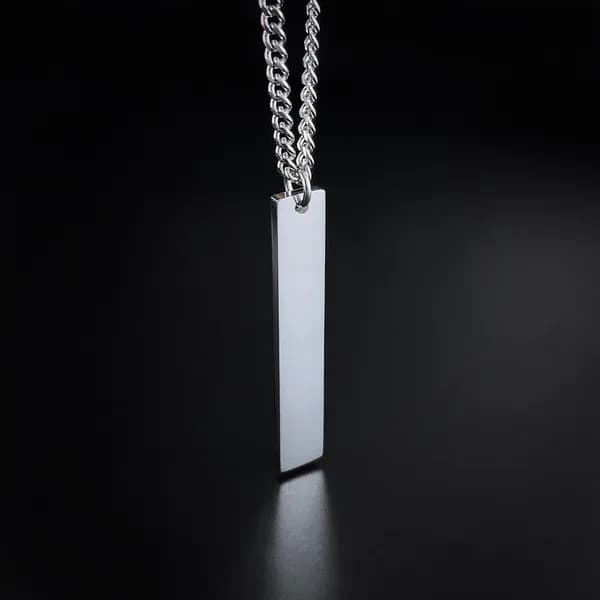 써지컬스틸 두꺼운 바 스틱 펜던트 목걸이 유광 실버 60cm 1개