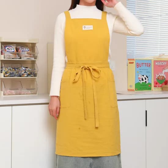 끌로에 코튼 앞치마, 머스타드, 1개