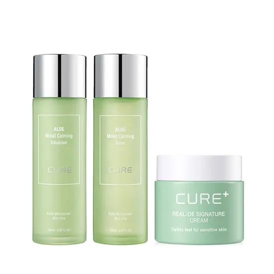 김정문알로에 카밍 2종, 토너+에멀전, 리알로에 큐어크림, 130ml, 55g, 1세트