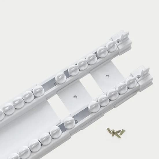 저소음 전착 이중 커튼 레일, 화이트, 8자, 약 130~240cm, 2단조절