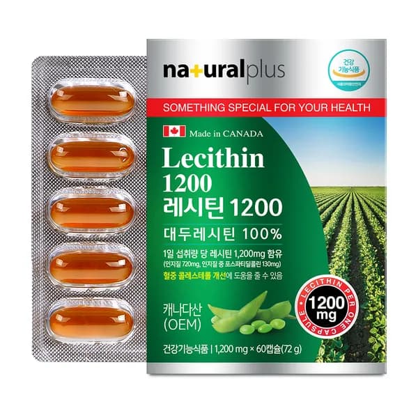 내츄럴플러스 100 대두 레시틴 1200mg 60캡슐 1박스