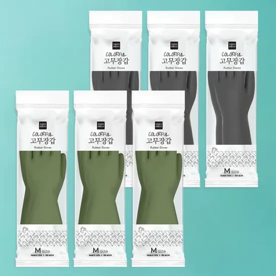 가성비가브랜드다 고무장갑, 올리브그린 M 3개 +그레이 M 3개, 6개