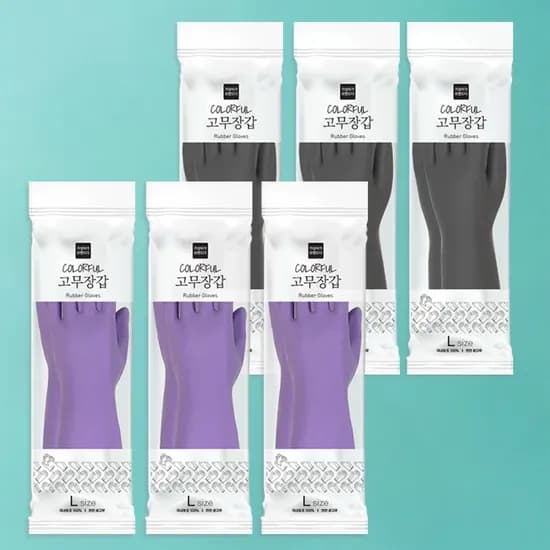 가성비가브랜드다 고무장갑 크림퍼플 L 3개 그레이 L 3개 6개 10,900원