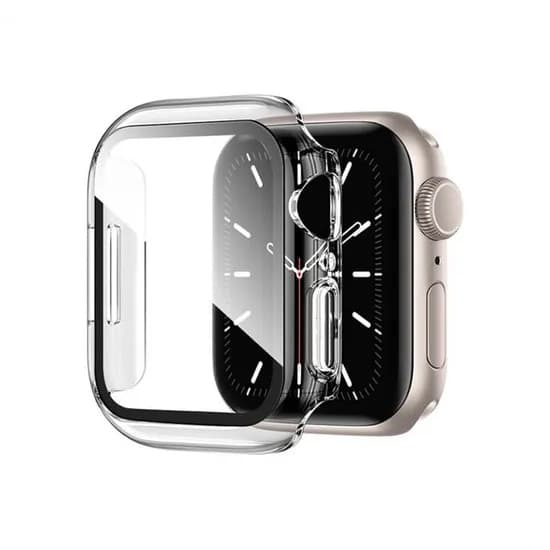 애플워치 풀커버 강화유리 케이스, 투명, 44mm, 1개