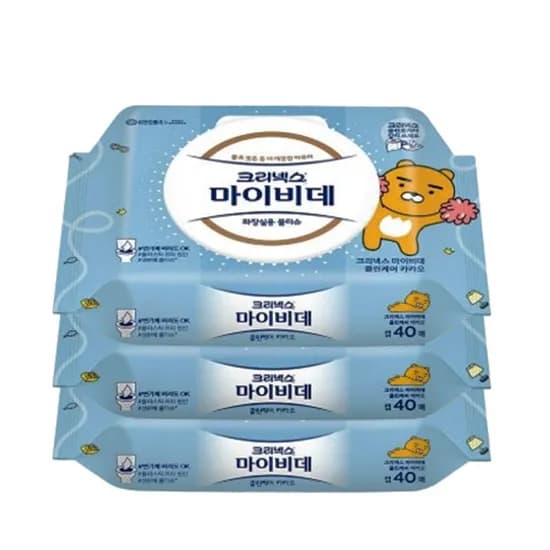 크리넥스 마이비데 클린케어 카카오 화장실용 물티슈 캡형 40매 3개 8,000원