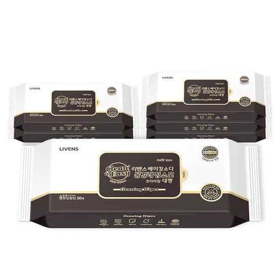 파워클린 베이킹소다 물걸레청소포 대형 리필 30매 270x215mm 6팩