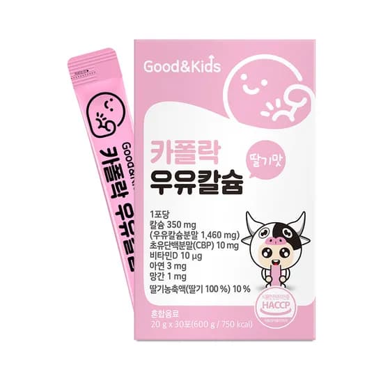 굿앤키즈 어린이 짜먹는 액상 카폴락 성장기 우유칼슘 30포 1박스