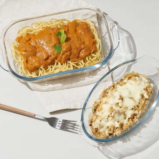 KR리빙 투명 글라스 내열유리 그라탕기+파스타 디쉬, 700ml+800ml, 1세트